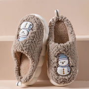 Cute Snowman Slippers Winter Indoor Household Warm Plush Thick-Soled Anti-slip Couple Home Slipper Soft Floor Bedroom House Shoes - Topshopshop.fashion