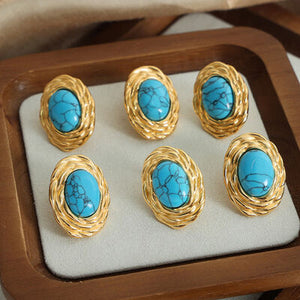 18K Gold-Plated Natural Stone Earrings