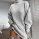 Solid Turtleneck Long Sweater Winter Warm Women Sweater Dress - My Store