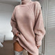 Solid Turtleneck Long Sweater Winter Warm Women Sweater Dress - My Store