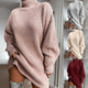 Solid Turtleneck Long Sweater Winter Warm Women Sweater Dress - My Store