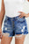 Distressed Button Fly Denim Shorts