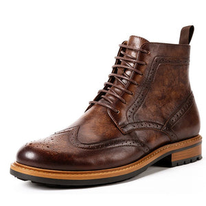 Casual Men's Leather Round Toe Martin Boots - My Store