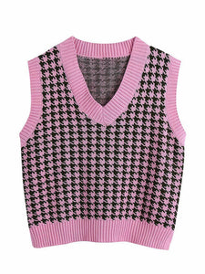 Houndstooth V-Neck Sweater Vet