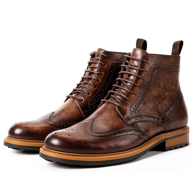 Casual Men's Leather Round Toe Martin Boots - My Store