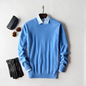 Cashmere Sweater Men's Cashmere V-neck Bottoming Shirt Round Neck Sweetheart Neckline - My Store