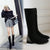 Women's New Leather Scrub Thick Heel High Boots - My Store